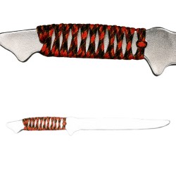Couteau Trainer aluminium personnalisé à manche paracorde tressage croisé en X couleur unie