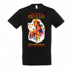 Tee-Shirt Noir Bruce LEE 50Th Birthday Sun